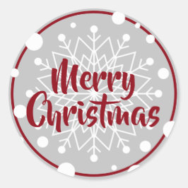 Weihnachtsschneeflocken Grau Maroon Runder Aufkleber