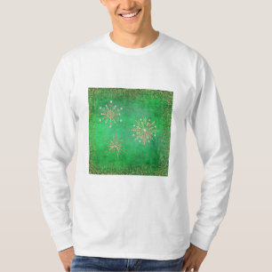 Weihnachtsschneeflocken Grün & Gold Glitzer T-Shirt