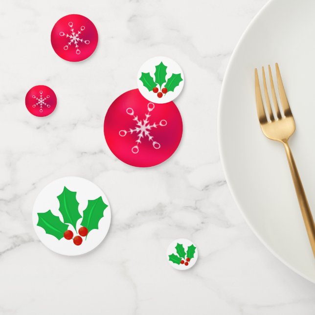 Weihnachtsschneeflocken & Holly Berry Table Confet Konfetti (Gruppe)