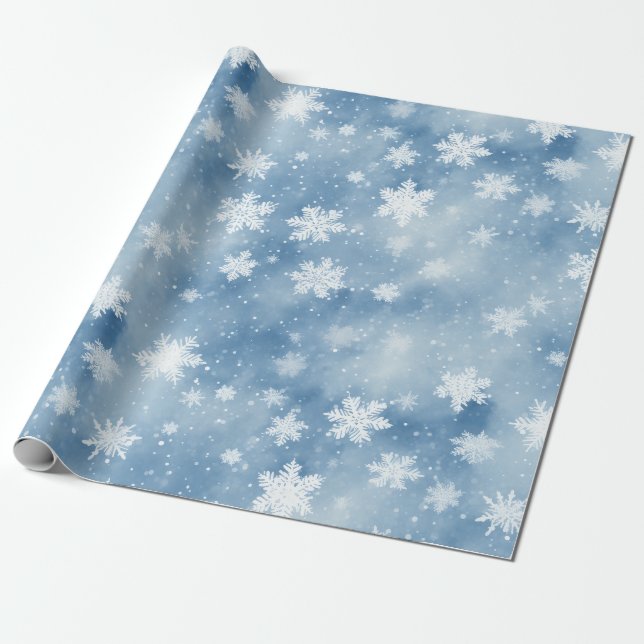 Weihnachtsschneeflocken Light Blue Sky Geschenkpapier (Ungerollt)