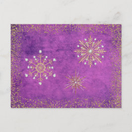 Weihnachtsschneeflocken Lila & Gold Feiertagspostkarte