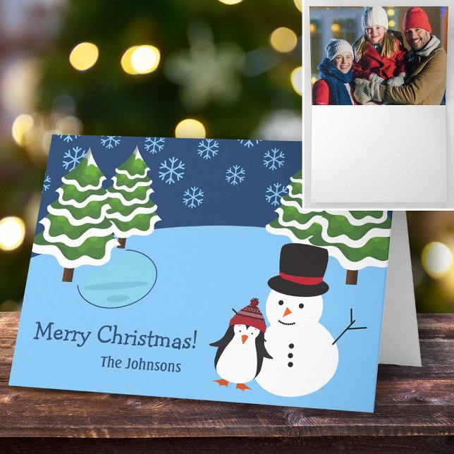 Weihnachtsschneeflocken mit Familienname und Foto Karte (Von Creator hochgeladen)