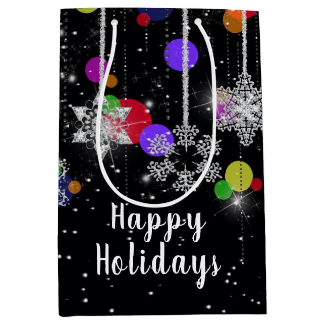 Weihnachtsschneeflocken Mittlere Geschenktasche Mittlere Geschenktüte (Vorderseite)