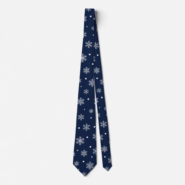 Weihnachtsschneeflocken-Muster für Navy & White Krawatte (Vorderseite)