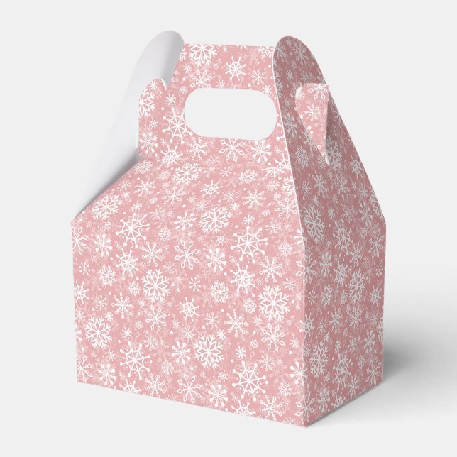 Weihnachtsschneeflocken-Muster Rosa Geschenkschachtel (Vorderseite)