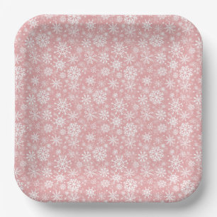 Weihnachtsschneeflocken Muster Rosa Pappteller