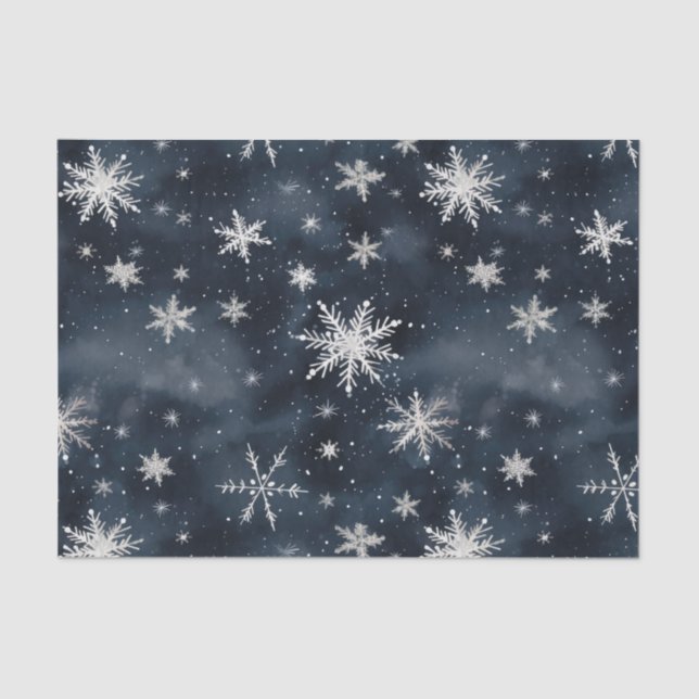Weihnachtsschneeflocken Night Sky Tissue Paper Seidenpapier (Vorderseite)