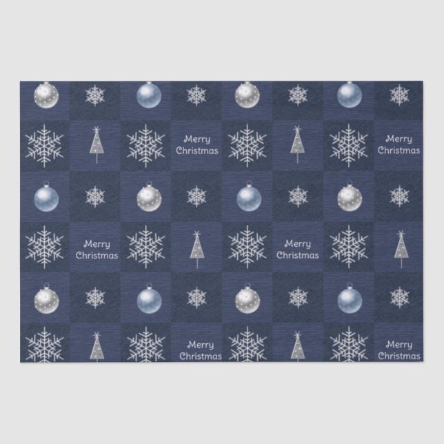 Weihnachtsschneeflocken, Ornamente und Bäume Seidenpapier (Vorderseite)