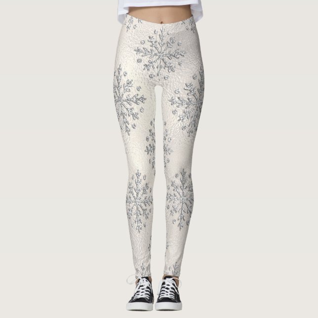 Weihnachtsschneeflocken Perle Leggings (Vorderseite)
