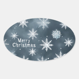 Weihnachtsschneeflocken, personalisiert ovaler aufkleber