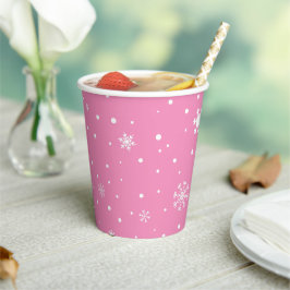 Weihnachtsschneeflocken, rosa und weiße Polka-Punk Pappbecher