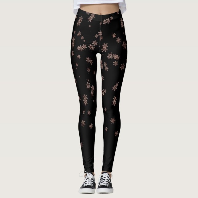 Weihnachtsschneeflocken Rose Gold Einzigartig Leggings (Vorderseite)