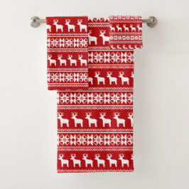Weihnachtsschneeflocken Rot Badhandtuch Set