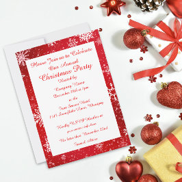 Weihnachtsschneeflocken Rot Einladung