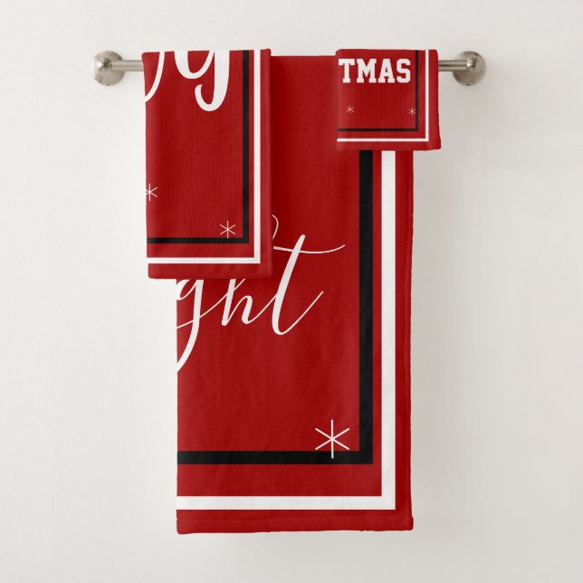 Weihnachtsschneeflocken Rot Schwarz Badhandtuch Set (Insitu)