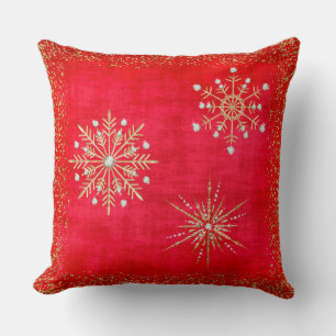 Weihnachtsschneeflocken Roter Glitzer Kissen