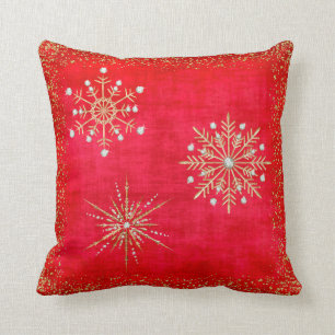 Weihnachtsschneeflocken Roter Glitzer Kissen