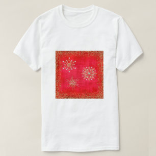 Weihnachtsschneeflocken Roter Glitzer T-Shirt
