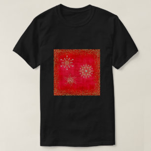 Weihnachtsschneeflocken Roter Glitzer T-Shirt