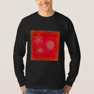 Weihnachtsschneeflocken Roter Glitzer T-Shirt