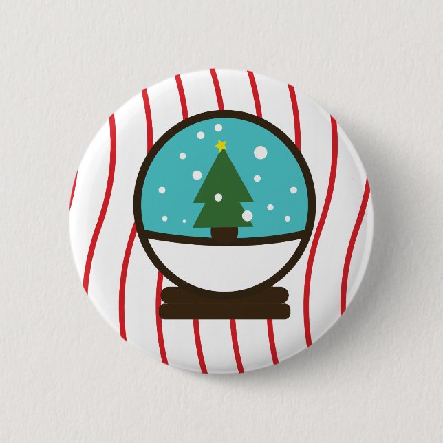 Weihnachtsschneeflocken Schneebäume Snowglobe Button (Vorderseite)