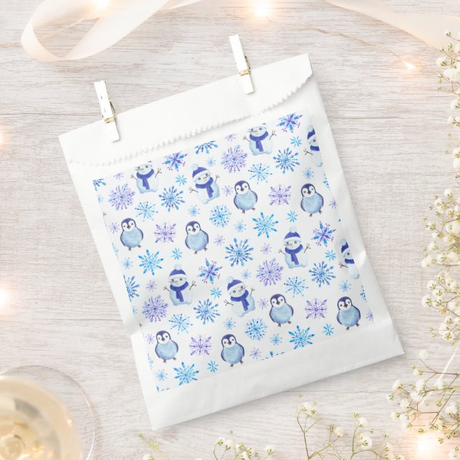 Weihnachtsschneeflocken, Schneemänner und Pinguine Geschenktütchen (Ausgeschnitten)