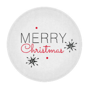 Weihnachtsschneeflocken Schwarz und Rot Schneidebrett