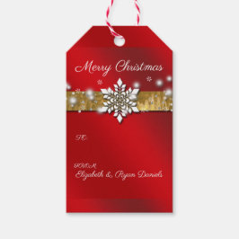 Weihnachtsschneeflocken Sparkle Red Satin Geschenkanhänger