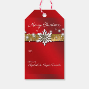 Weihnachtsschneeflocken Sparkle Red Satin Geschenkanhänger