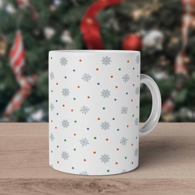 Weihnachtsschneeflocken und Punktmuster Kaffeetasse (Elegant minimalist Christmas snowflake mug)
