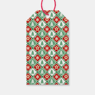 Weihnachtsschneeflocken und Weihnachtsbäume  Geschenkanhänger