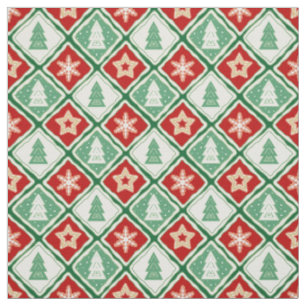 Weihnachtsschneeflocken und Weihnachtsbäume Stoff