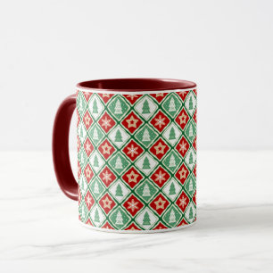 Weihnachtsschneeflocken und Weihnachtsbäume Tasse