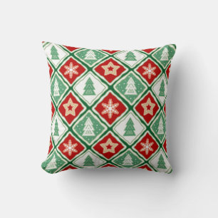 Weihnachtsschneeflocken und Weihnachtsbäume Throw  Kissen