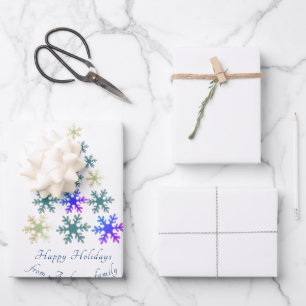 Weihnachtsschneeflocken-Weihnachtsbaum-Familienfei Geschenkpapier Set