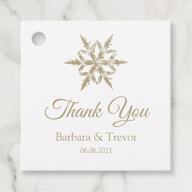 Weihnachtsschneeflocken WinterWedding Danke Geschenkanhänger (Vorderseite)