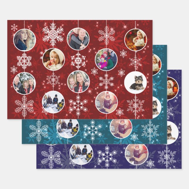 Weihnachtsschneeflocken Zehn beliebte Fotos Geschenkpapier Set (Set)
