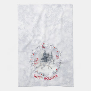Weihnachtsschneefox Winterlandschaft Geschirrtuch