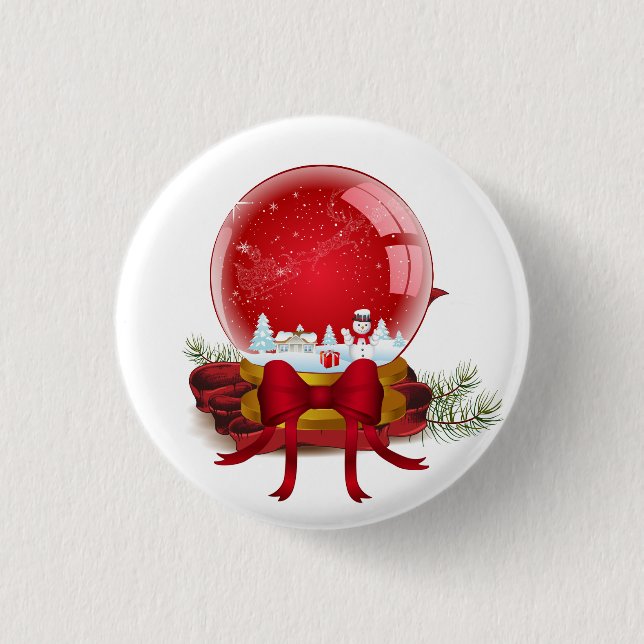 Weihnachtsschneeglobe Button (Vorderseite)