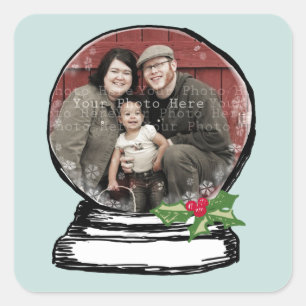 Weihnachtsschneeglobe-Foto Quadratischer Aufkleber