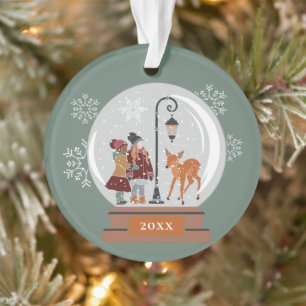 Weihnachtsschneeglobe   Menschen und Hirsche, Pers Ornament