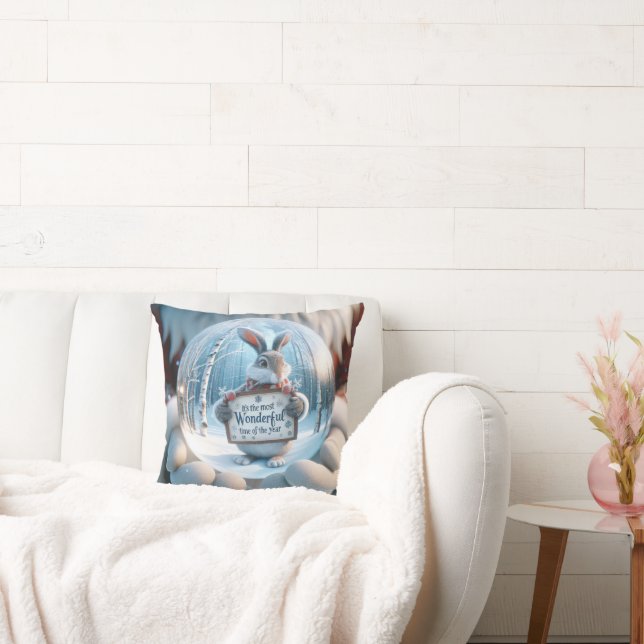 Weihnachtsschneeglobe mit Kaninchen Kissen (Liege)