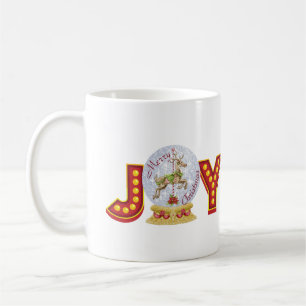 Weihnachtsschneeglobe Rentierschneeflocken Kaffeetasse