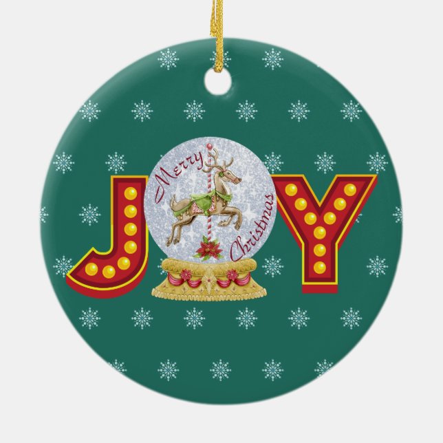 Weihnachtsschneeglobe Rentierschneeflocken Keramik Ornament (Hinten)