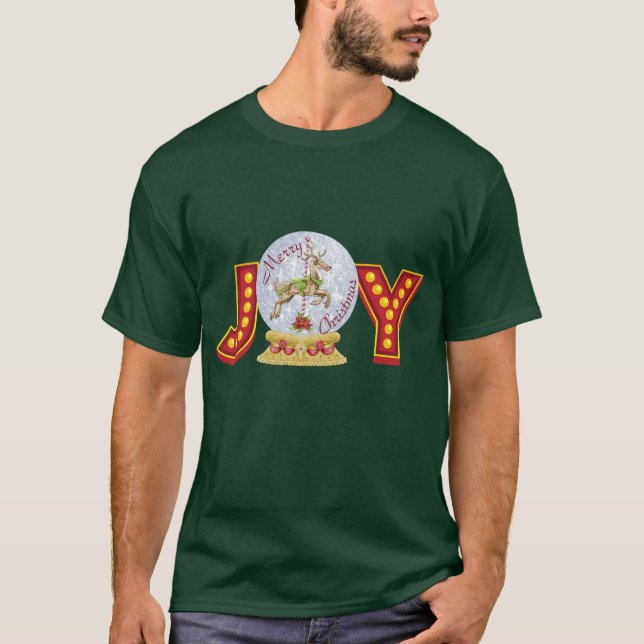 Weihnachtsschneeglobe Rentierschneeflocken T-Shirt (Vorderseite)