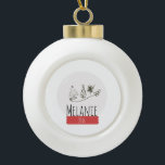Weihnachtsschneeglobe und Baumdoodle Keramik Kugel-Ornament<br><div class="desc">Weihnachtsschmuck mit Schneeglobe Fügen Sie Ihren eigenen Text</div>