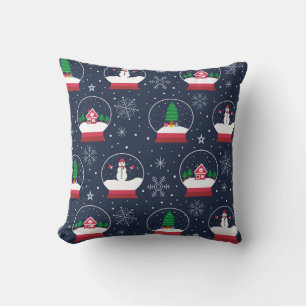 Weihnachtsschneeglobe und Schneemann Wintermuster Kissen