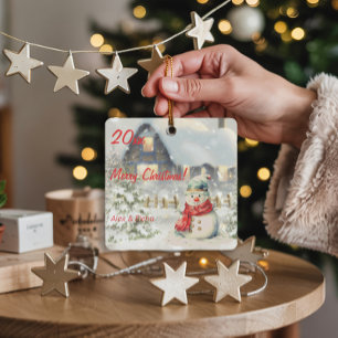 Weihnachtsschneehaus Metal Square Ornament Aus Metall