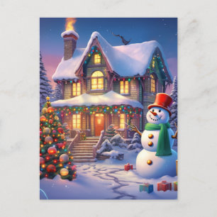 Weihnachtsschneehaus Postkarte