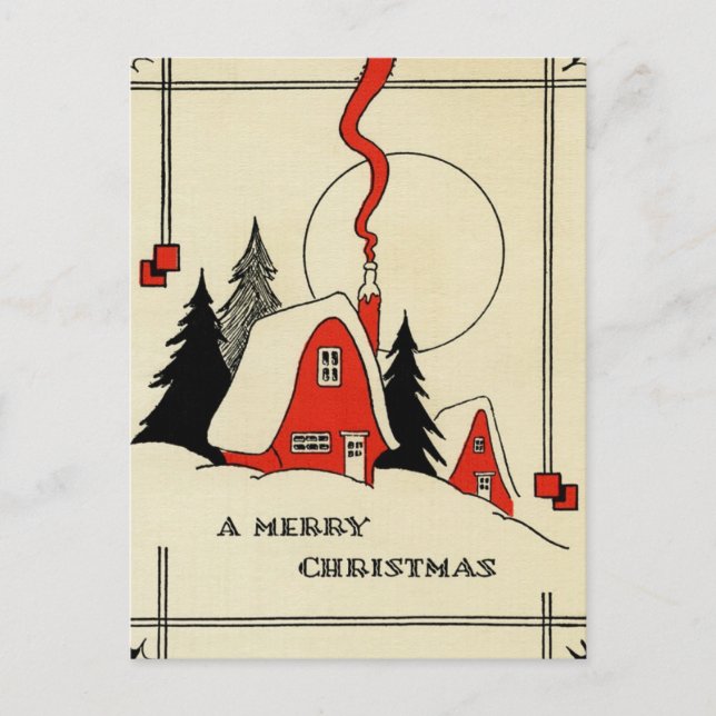 Weihnachtsschneekabine Feiertagspostkarte (Vorderseite)